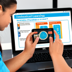 ** A personalized learning experience with technology, showing visual learners using infographics and kinesthetic learners engaging in hands-on simulations.

**