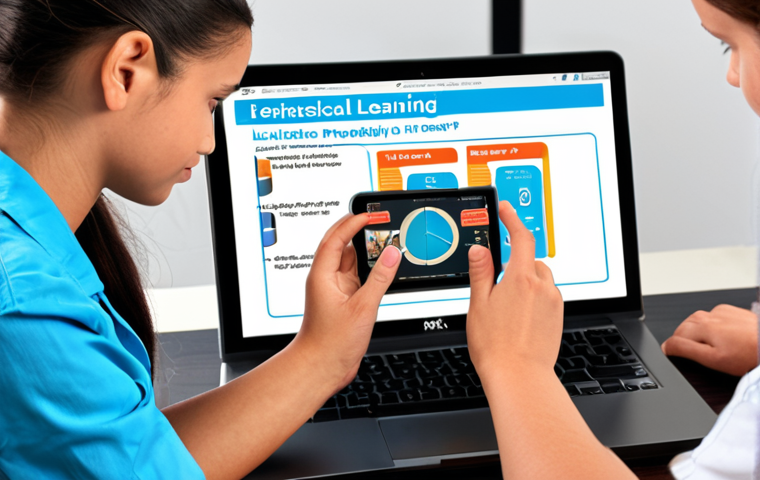 ** A personalized learning experience with technology, showing visual learners using infographics and kinesthetic learners engaging in hands-on simulations.

**